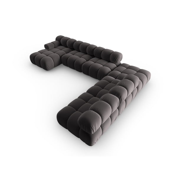 Tamno siva baršunasta sofa 379 cm Bellis – Micadoni Home-image-4