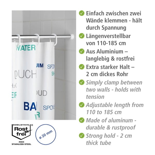 Šipka za zavjesu za tuš u srebrnoj boji 110 - 185 cm – Wenko-image-3