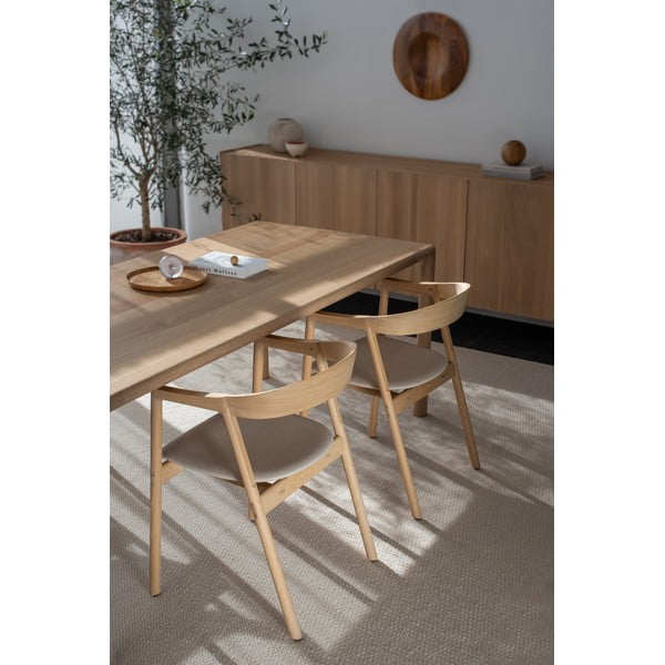 Blagovaonska stolica od masivnog hrastovog drva s plavo sivim jastukom za sjedenje Gazzda Muna-image-3