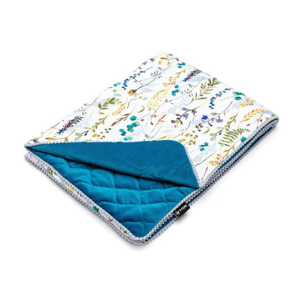Bijela/plava pamučna deka za bebe 80x100 cm Spring Meadow – T-TOMI