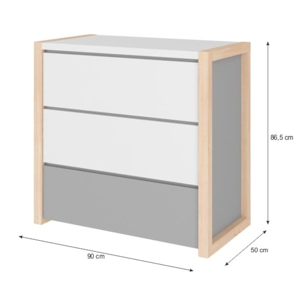 Siva komoda s 3 ladice BELLAMY Pinette-image-2