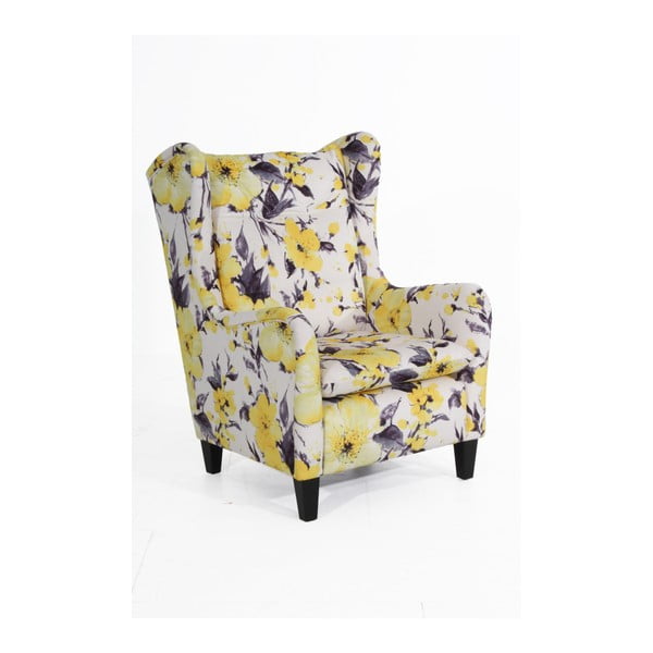 Fotelja sa žutim i bijelim cvjetovima Max Winzer Merlon
