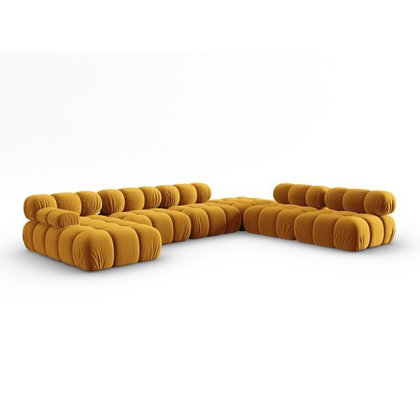 Žuta  baršunasta sofa 379 cm Bellis – Micadoni Home-image-3
