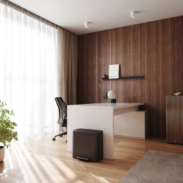 Mat crna željezna kanta za smeće za odvojeni otpad/s pedalom 15 l Dual Mini – simplehuman-image-1