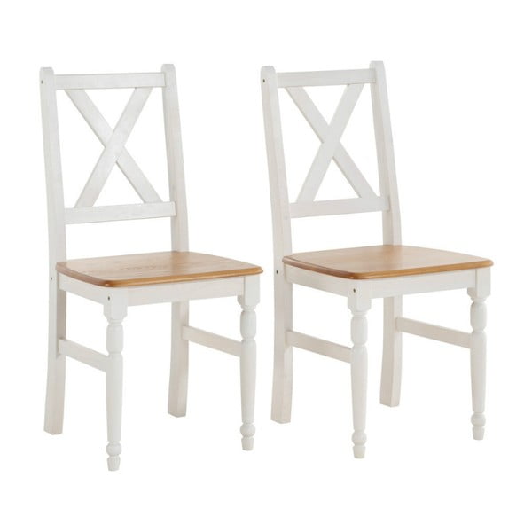 Set od 2 bijele stolice za blagovanje s prirodnim sjedalom od masivnog bora Støraa Normann