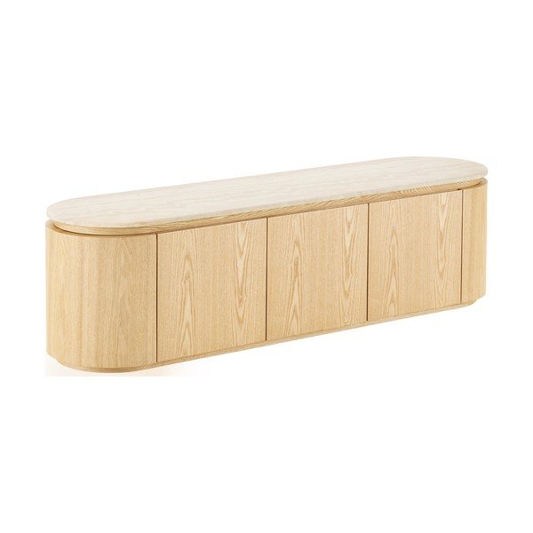 Krem/u prirodnoj boji TV komoda s kamenom pločom stola 160x45x40 cm Larvik – House Nordic