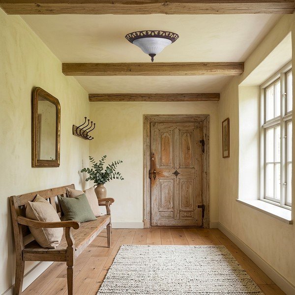 Tamno smeđa stropna svjetiljka sa staklenim sjenilom ø 38 cm Rustica – Trio-image-1