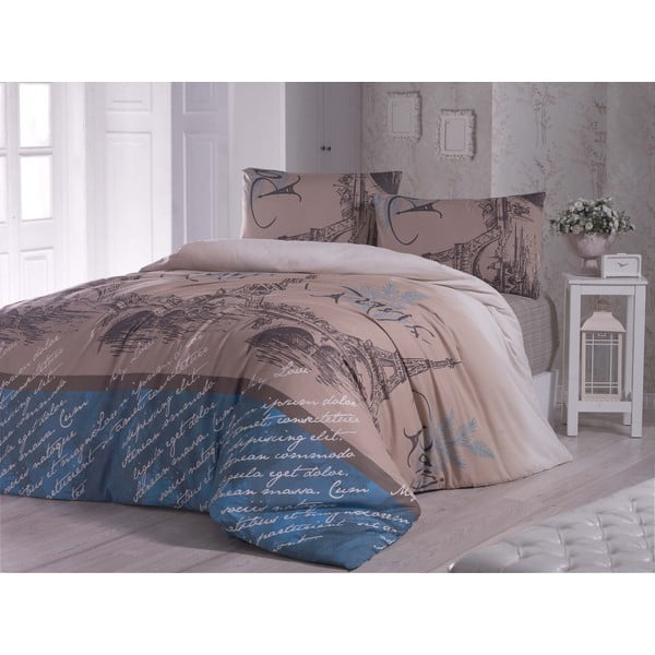 Plava posteljina s krevetom za jednu osobu Paris Polly, 160 x 220 cm