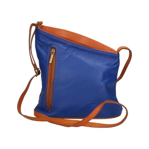 Plavo-smeđa kožna torbica Chicca Borse Garturo
