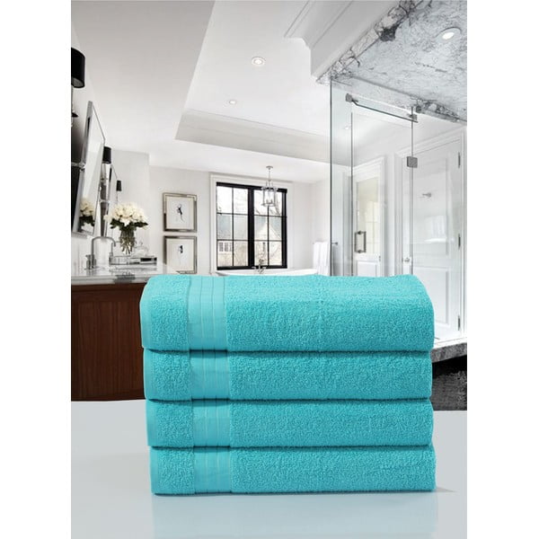 Tirkizni pamučni ručnici u setu 4 kom 50x100 cm – Good Morning-image-1