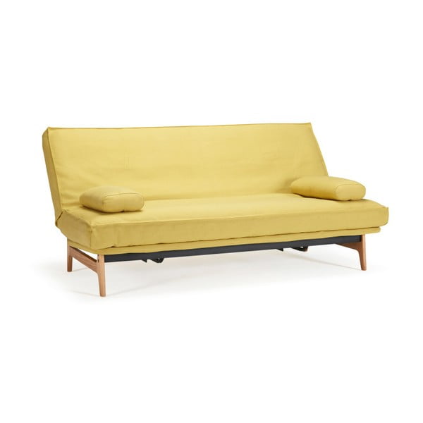 Žuti podesivi kauč na razvlačenje Innovation Aslak Elegant Soft Mustard Flower, 81 x 200 cm