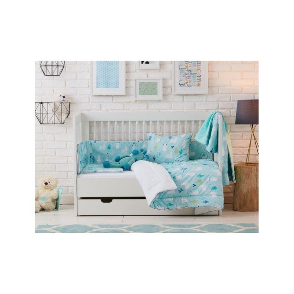 Set plavih dječjih popluna s jastukom Pinio Llamas, 100 x 135 cm-image-1