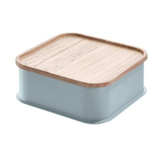 Siva kutija za pohranu s poklopcem od drveta paulovnije iDesign Eco, 21,3 x 21,3 cm