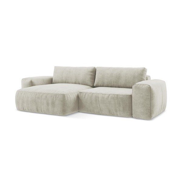 Bež sklopiva kutna garnitura od šenila (s lijevim kutom/s ležaljkom) Kuki – Makamii-image-2