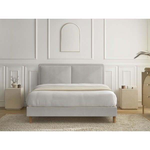 Sivi podstavljeni tapecirani bračni krevet s podnicom 180x200 cm Mara – Bobochic Paris-image-3