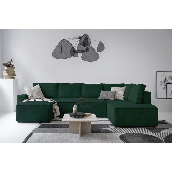 Tamno zelena sklopiva kutna garnitura od samta (s desnim kutom/u obliku slova "U") Brave Dave – Miuform-image-1