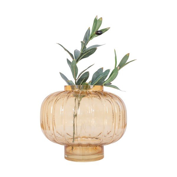 Svijetlo žuta staklena ručno izrađena vaza – House Nordic-image-1