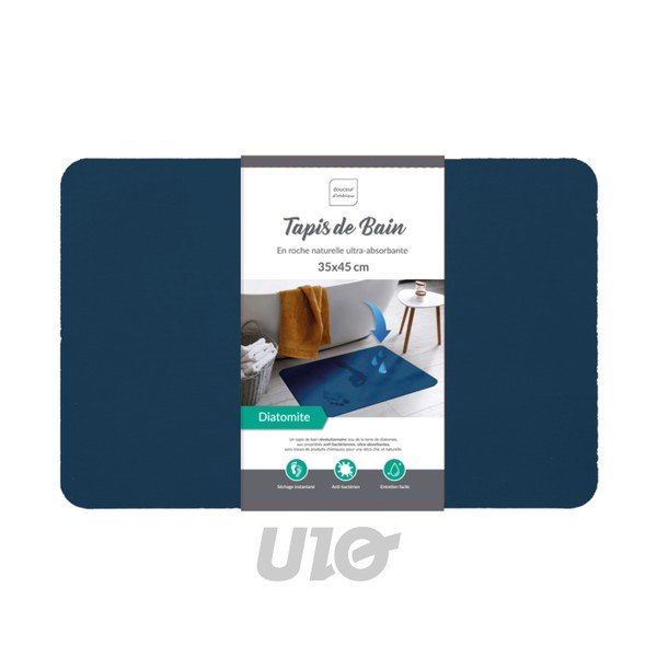 Tamno plava kupaonska prostirka od dijatomita 35x45 cm Diatonella – douceur d'intérieur-image-1