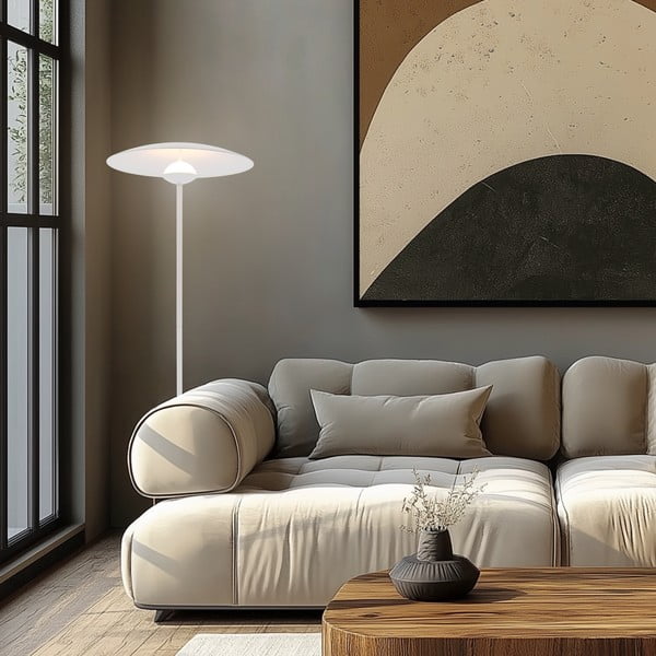 Bijela LED stojeća svjetiljka s metalnim sjenilom (visina 140 cm) Lund – Candellux Lighting-image-1