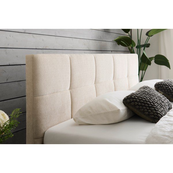 Bež tapecirani bračni krevet s prostorom za odlaganje s podnicom 180x200 cm Nova – Meise Möbel-image-3
