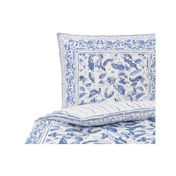 Plavo-bijela posteljina od pamučnog satena Westwing Collection Ryle, 155 x 220 cm-image-2