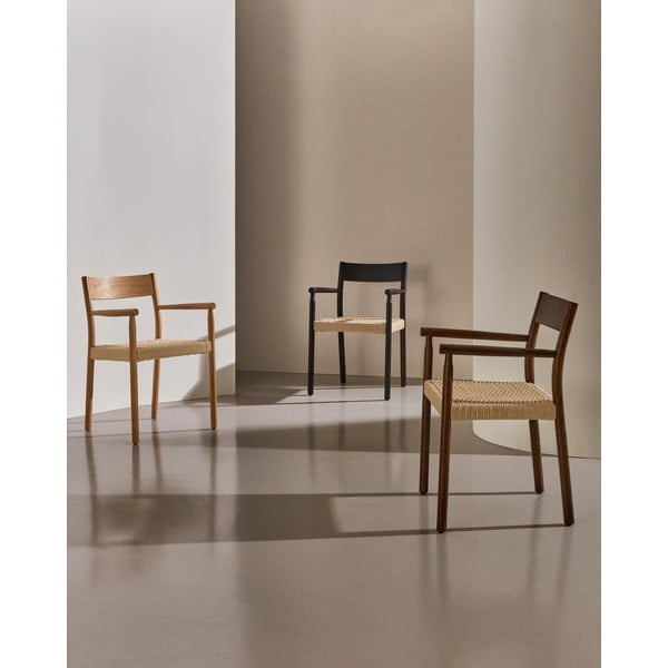 Smeđa/u prirodnoj boji blagovaonska stolica od punog hrasta Yalia – Kave Home-image-1