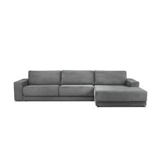 Sofa na razvlačenje sive boje od samta Milo Casa Donatella, desni kut