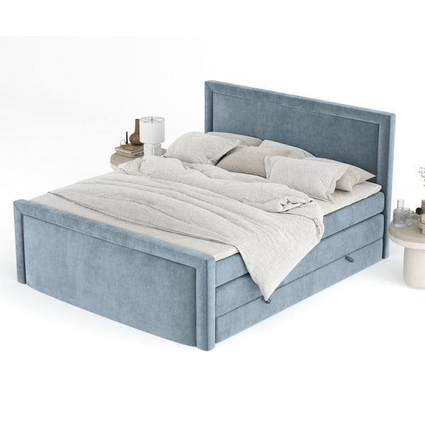 Plavi boxspring krevet s prostorom za odlaganje 160x200 cm Lavenda – Maison de Rêve-image-4