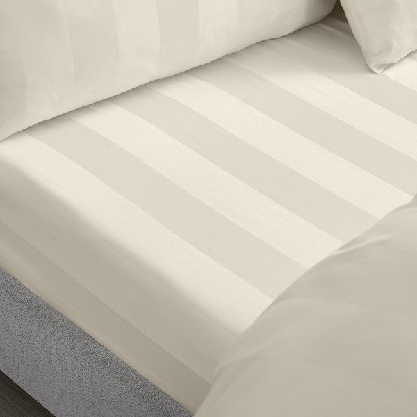 Krem satenska plahta s gumom 90x190 cm So Soft Satin Stripe – Catherine Lansfield-image-1