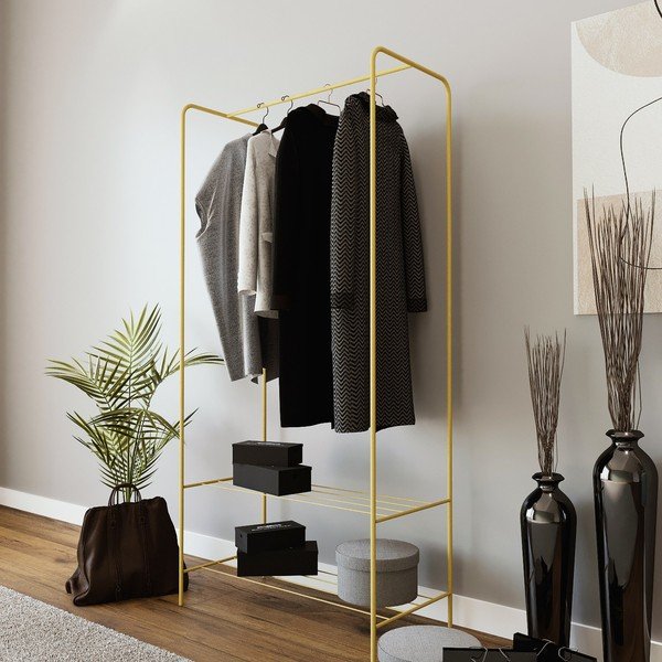 Metalni stalak za odjeću u zlatnoj boji Frankenthal – Kalune Design-image-1