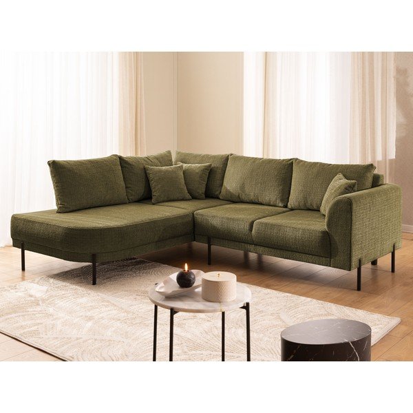 Zelena kutna garnitura od šenila (s lijevim kutom/u obliku slova L) Mauris  – Ropez-image-4