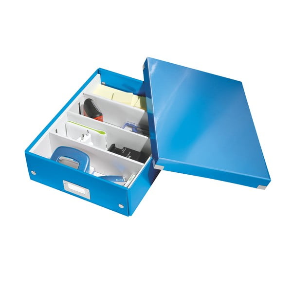 Plava kartonska kutija za pohranu s poklopcem 28x37x10 cm Click&Store – Leitz