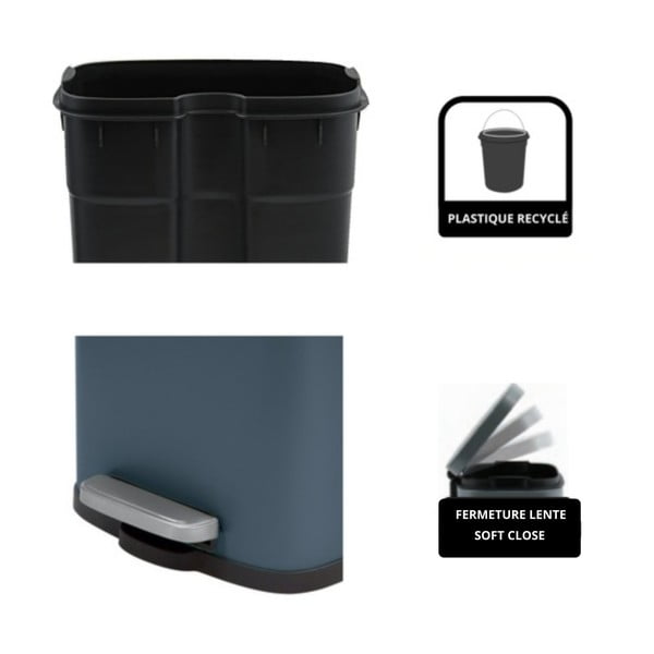 Petrolej zelena željezna kanta za smeće s pedalom 5 l   Akira – Spirella-image-2