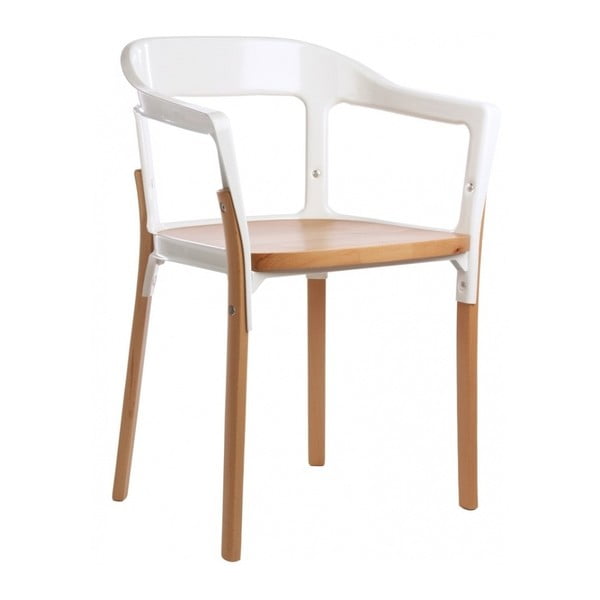 Bijelo-smeđa blagavaonska stolica Magis Steelwood