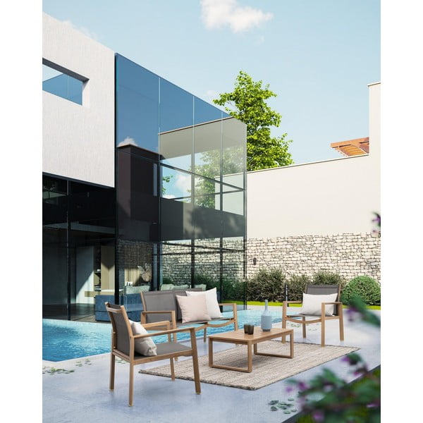 Vrtna garnitura aluminijska u prirodnoj boji za 4 osobe Kallen   – Bizzotto-image-1