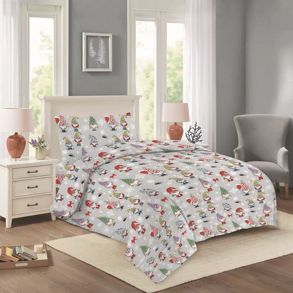 Siva pamučna posteljina za krevet za jednu osobu 140x200 cm Nela – Cotton House