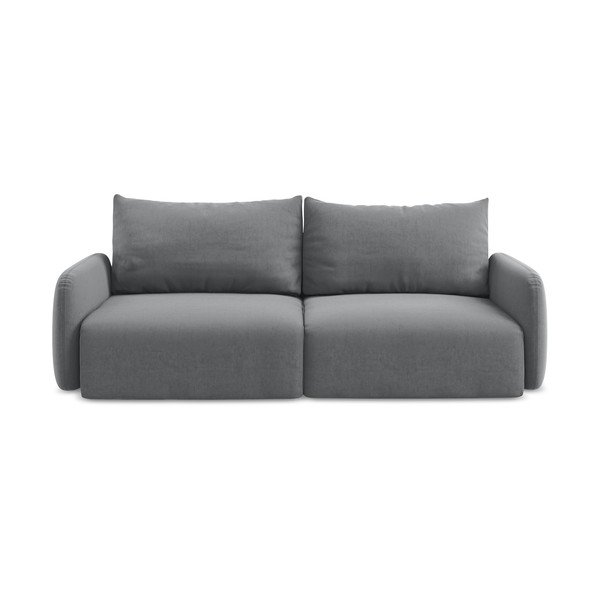 Siva baršunasti sklopiva/s prostorom za odlaganje sofa 238 cm Kalena – Makamii