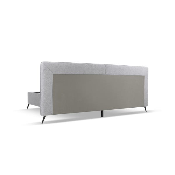 Sivi tapecirani bračni krevet s prostorom za pohranu s podnicom 180x200 cm Walter – Milo Casa-image-3