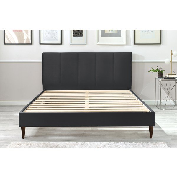 Bračni krevet od tamnosivog baršuna Bobochic Paris Vivara Dark, 160 x 200 cm-image-1