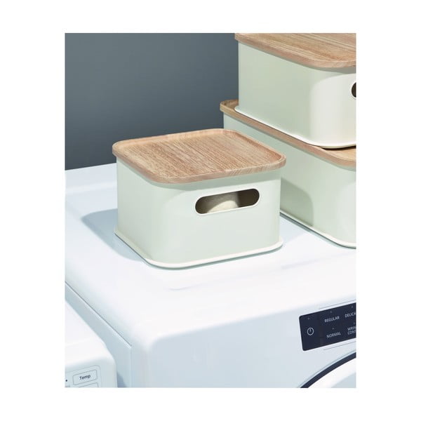 Bijela kutija za pohranu s poklopcem od drveta paulovnije iDesign Eco Handled, 21,3 x 21,3 cm-image-2