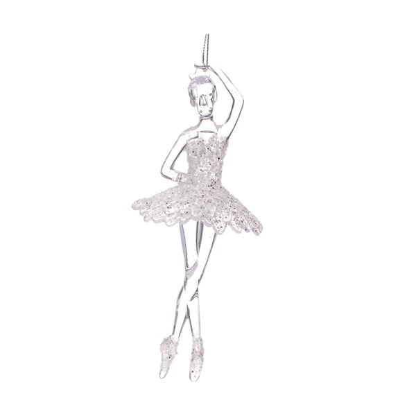 Viseća božićna figurica balerine srebrne boje Dakls, visina 17 cm