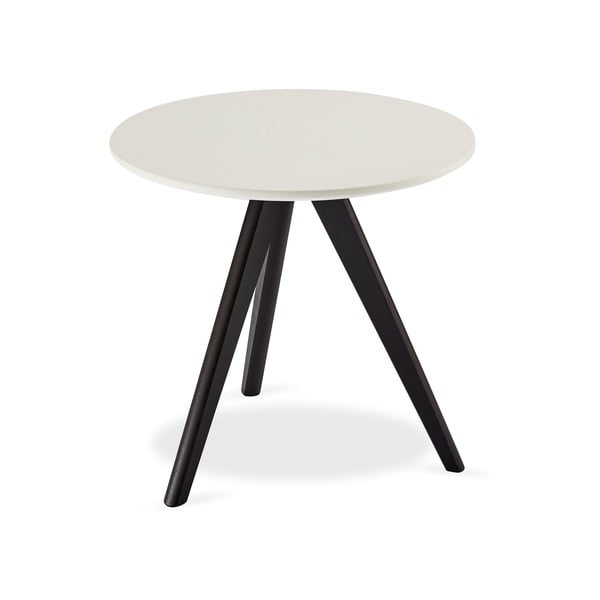 Crno-bijeli stolić s hrastovim nogama Furnhouse Life, Ø 48 cm