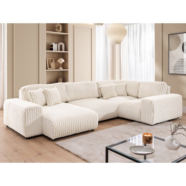 Krem kutna garnitura od samta (s desnim kutom/u obliku slova "U") Justin – Ropez-image-4