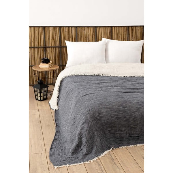 Tamno sivi prekrivač od muslina za bračni krevet 230x250 cm – Mijolnir