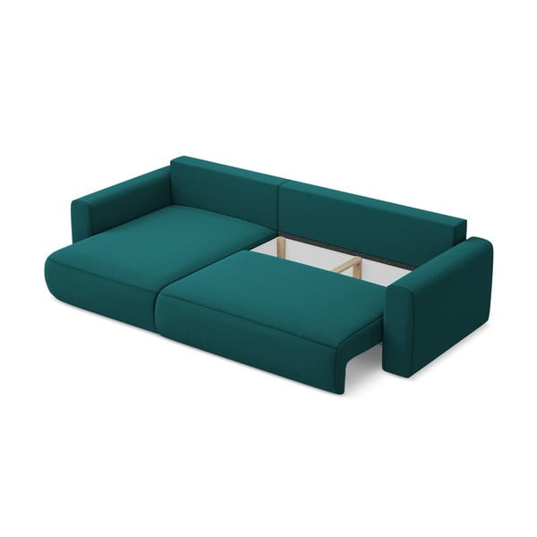 Tirkizna baršunasti sklopiva/s prostorom za odlaganje kutna garnitura (s lijevim kutom/s ležaljkom) Kapua – Makamii-image-3