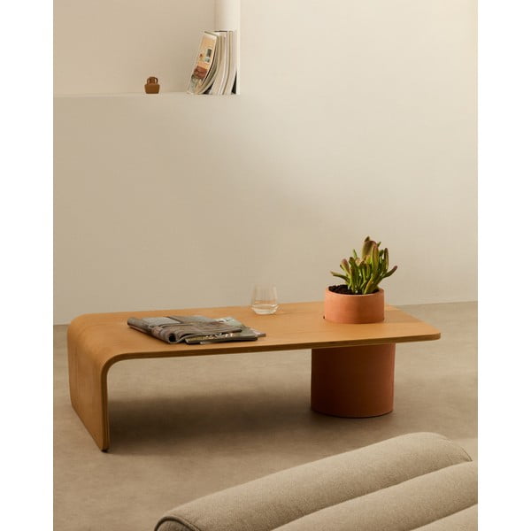 Okrugao stolić za kavu u dekoru jasena u prirodnoj boji 60x110 cm Olaria – Kave Home-image-1