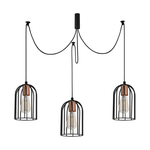 Crna viseća svjetiljka za 3 žarulje Opviq lights Pamukkale-image-1