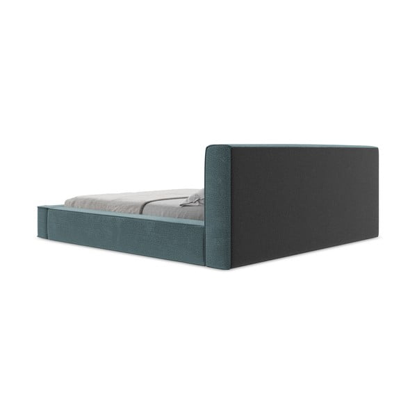 Plavi tapecirani bračni krevet s prostorom za odlaganje s okvirom od letvica 160x200 cm Noho - Makamii-image-2