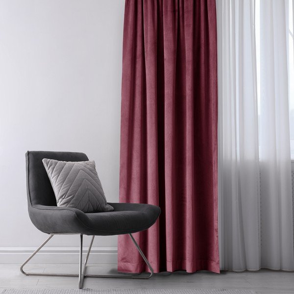 Bordo/ružičasta zavjesa za djelomično zamračenje od samta 140x270 cm Eyelets – Restilo-image-1