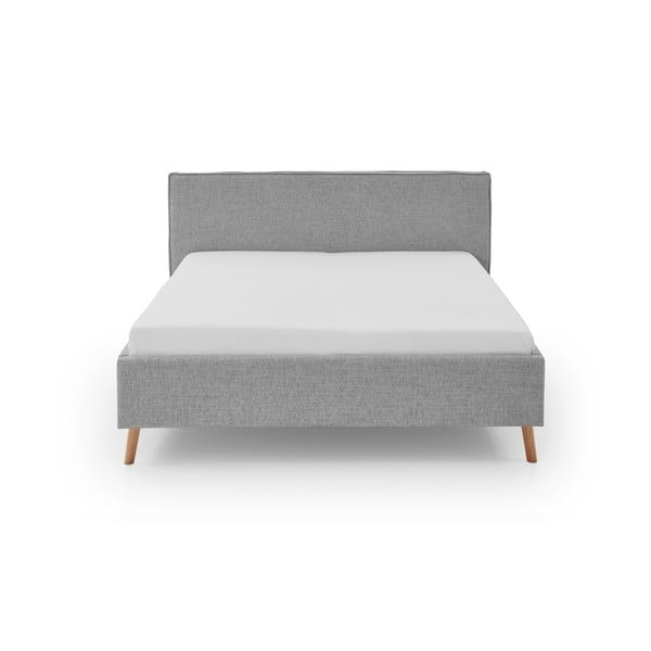 Svijetlo sivi tapecirani bračni krevet s prostorom za odlaganje s podnicom 180x200 cm Riva – Meise Möbel-image-4